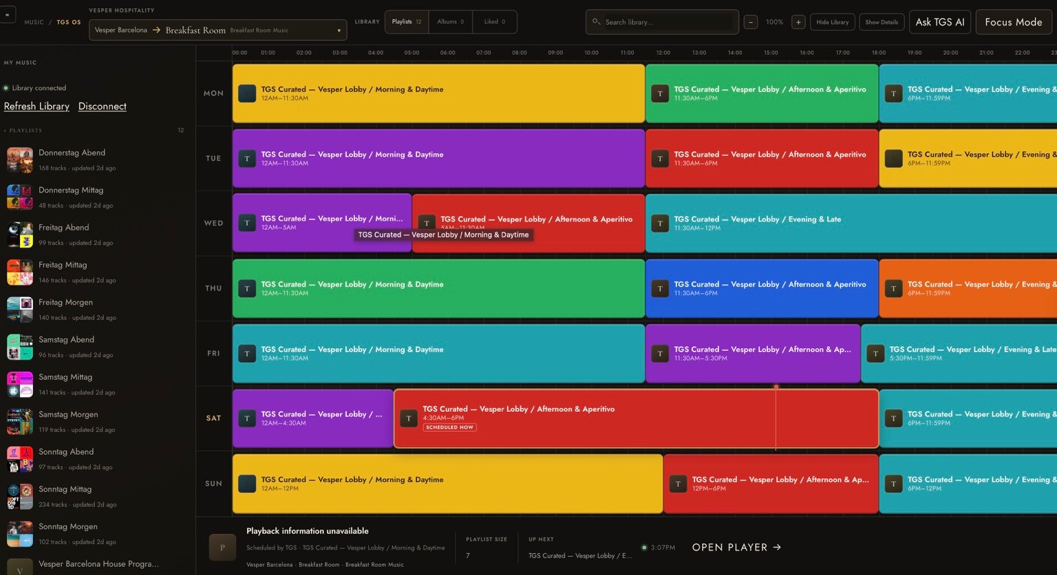 TGS OS music schedule